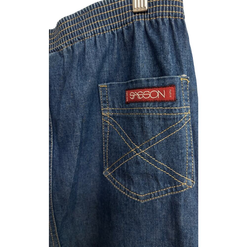 Vintage Sasson Denim Skirt Women Size 5 6 USA Made Elastic Waist A-Line Vintage - Picture 7 of 10